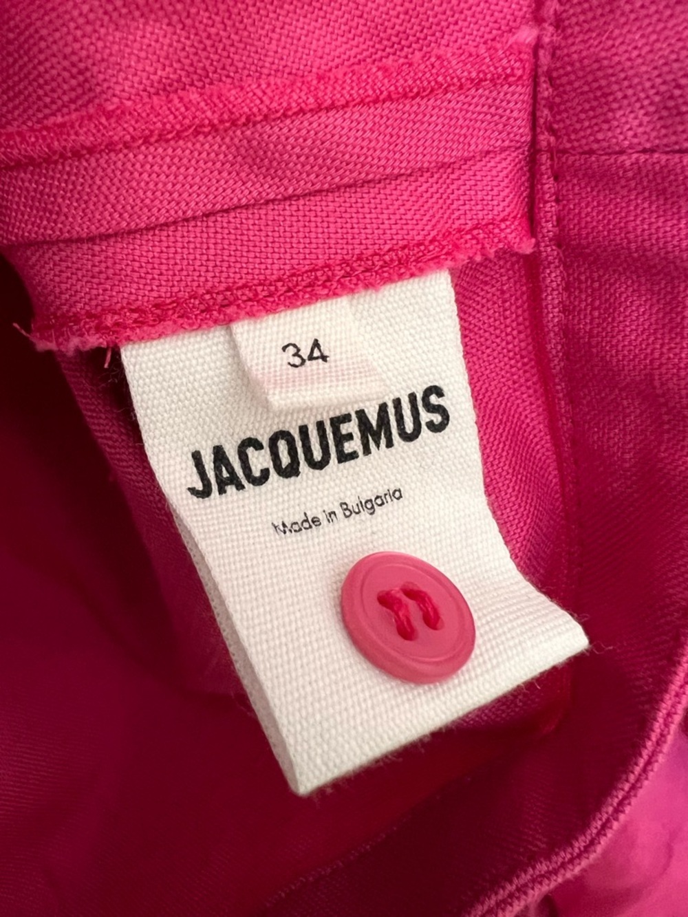 Jacquemus La Robe Baunhilha Pink Mini Shirt Dress FR 34 Cotton Linen Designer - Picture 9 of 10